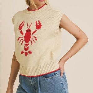 Gilli Beige Sweater with Red Lobster Design
